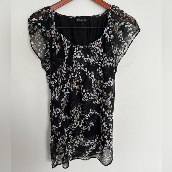 Tamara H. Black Floral Blouse size small - Picture 2 of 6